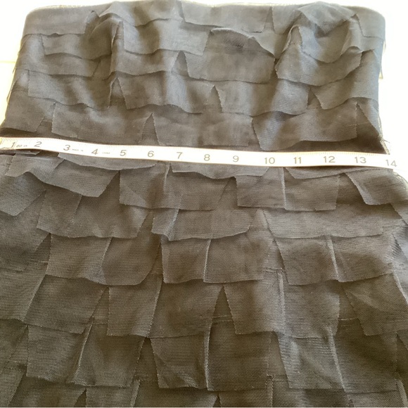 BCBG MaxAzria Black Strapless Tiered Tulle Midi Dress - Picture 7 of 11